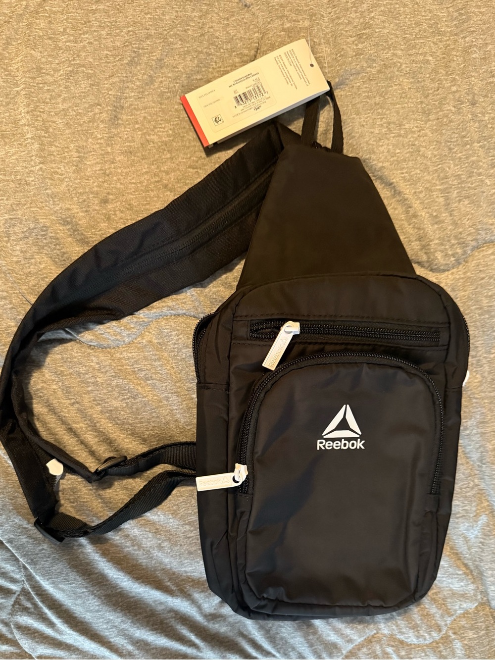 Reebok Black Sling Chest Bag with White Logo